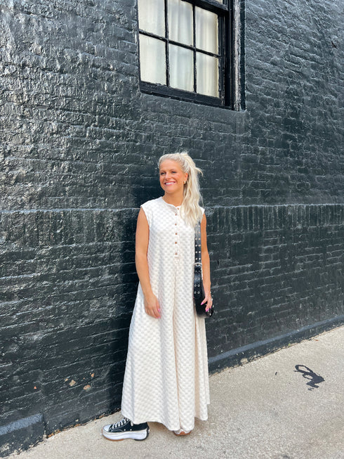 The Bowie Checkered Jumpsuit // Ivory *RESTOCKED*